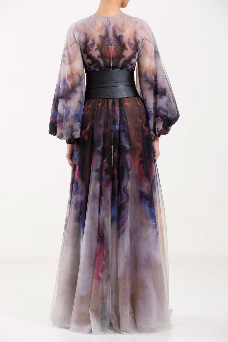 Chromatic Printed Tulle Dress