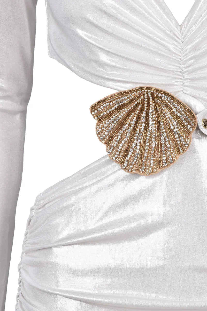 Long Ruched Dress - Pearl Grey