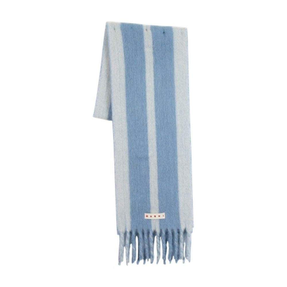 Wool Scarf With Alternating Blue Stripes
