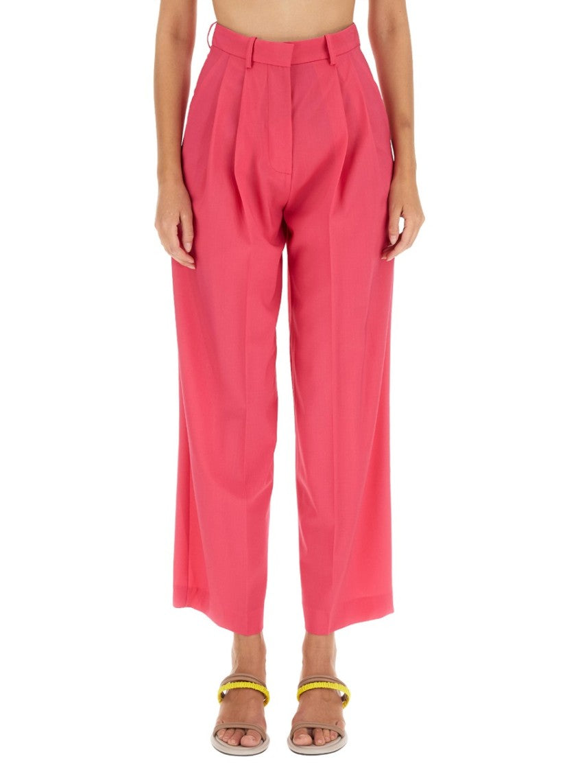 High-Waisted Wool Pants With Pleated Front
