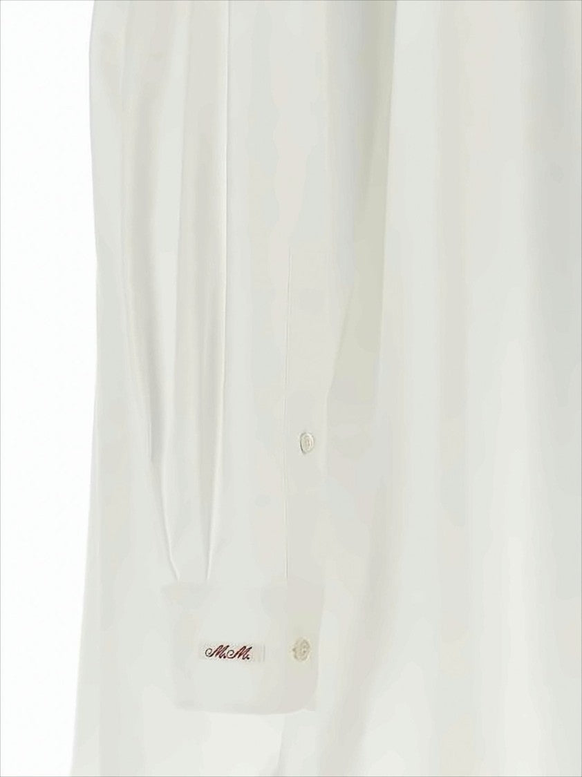 Relaxed Fit White Shirt With Pointed Collar And Curved Hem