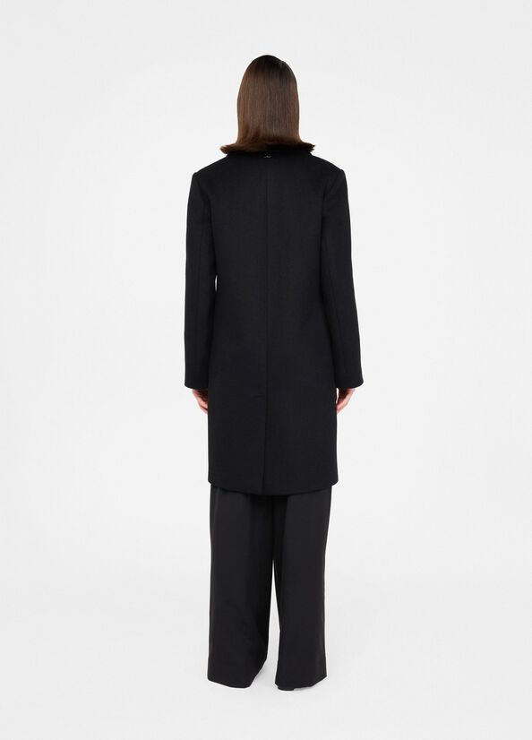 Tailored Black Wool Coat With Notch Lapel