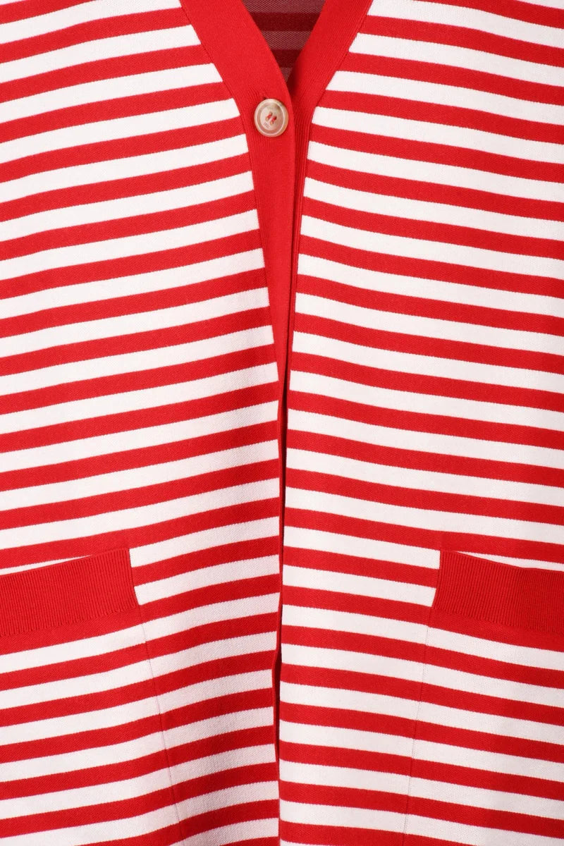 Long Cardigan in Viscose - White/Red