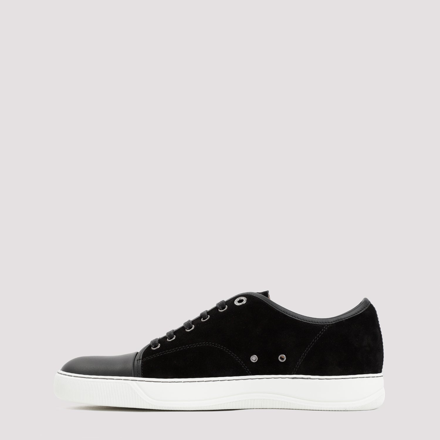 Calf Leather Sneakers with Suede Finish and Lace-Up Design