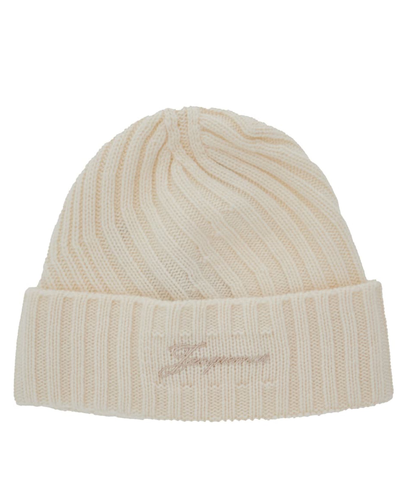 Ribbed Knit Beanie with Subtle Embroidery