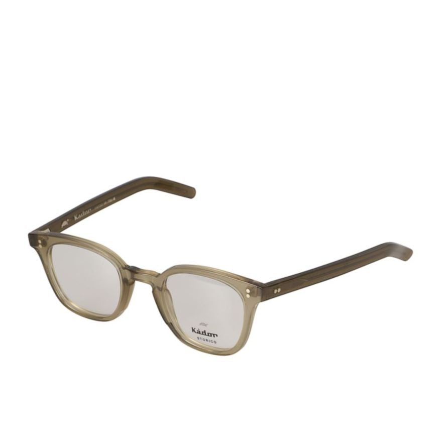 Klassiko Translucent Brown Rectangular Frame Eyeglasses with Metallic Rivets
