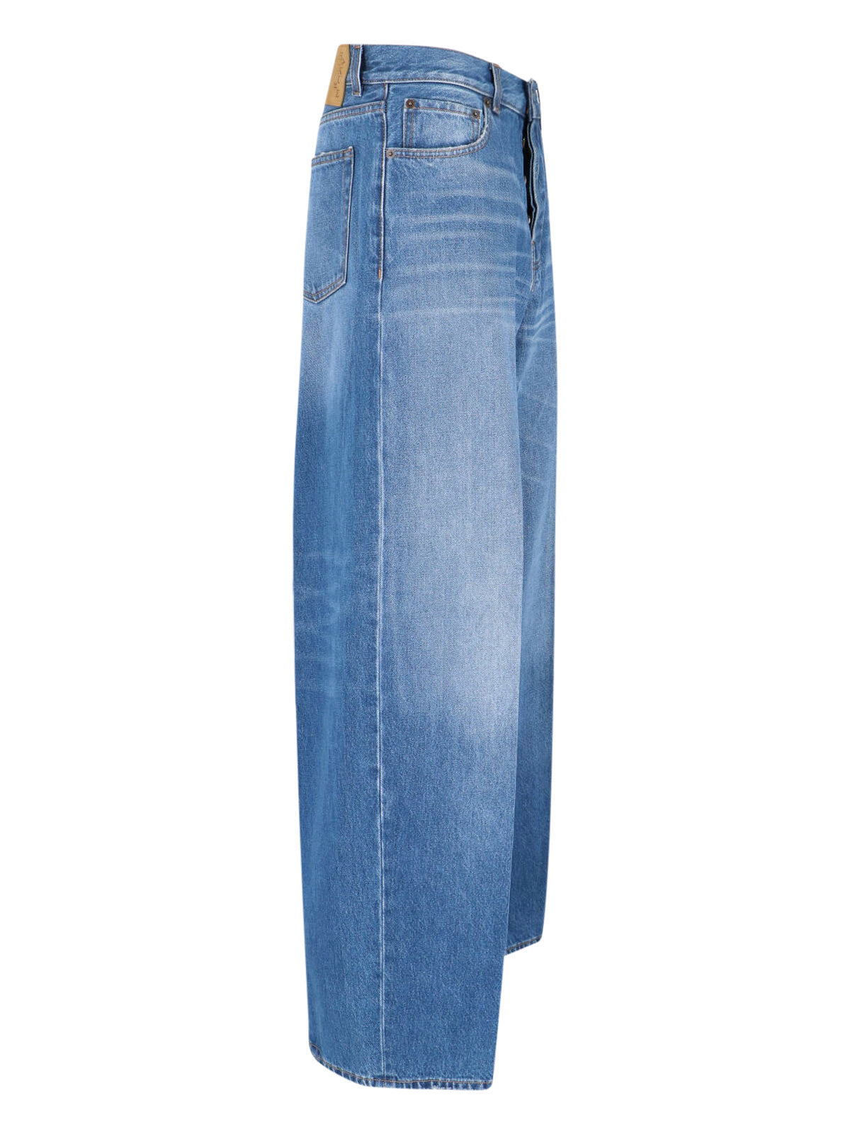 Wide-Leg Denim Jeans With Mid-Rise Waist And Five-Pocket Design