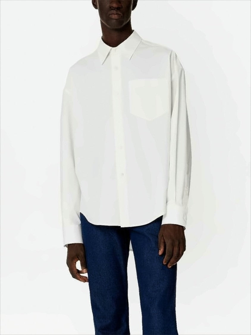 Relaxed-Fit White Cotton Shirt with Curved Hem