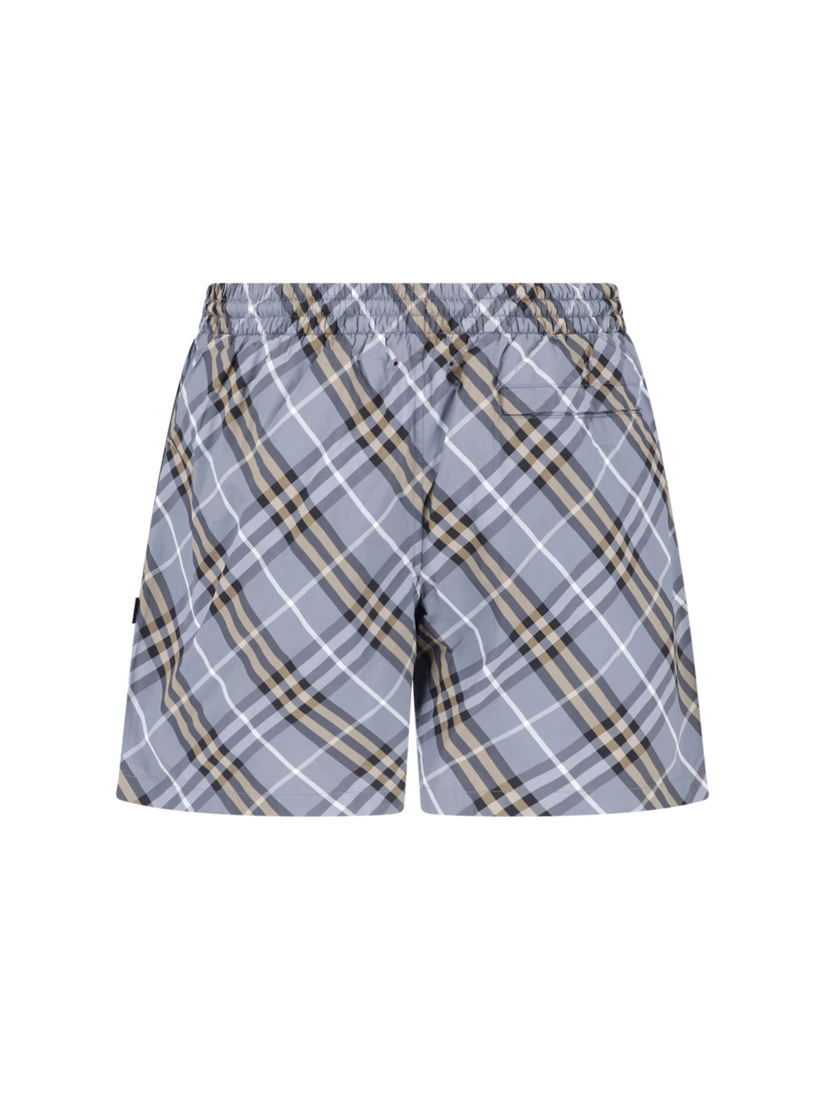 Blue Check Drawstring Straight Swim Shorts