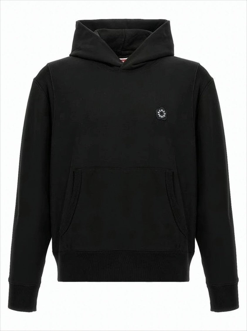 Classic Black Cotton Hoodie With Subtle Logo