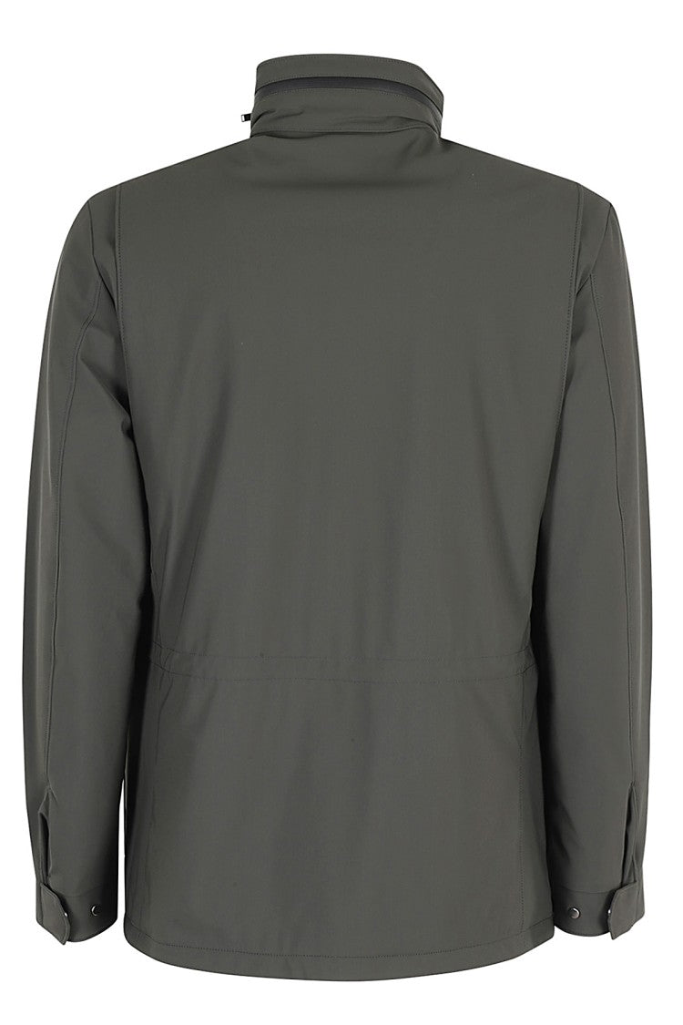 Military Green Field Jacket With High Collar