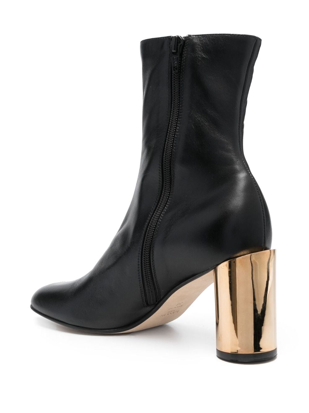 75mm Black Calf Leather Ankle Boots