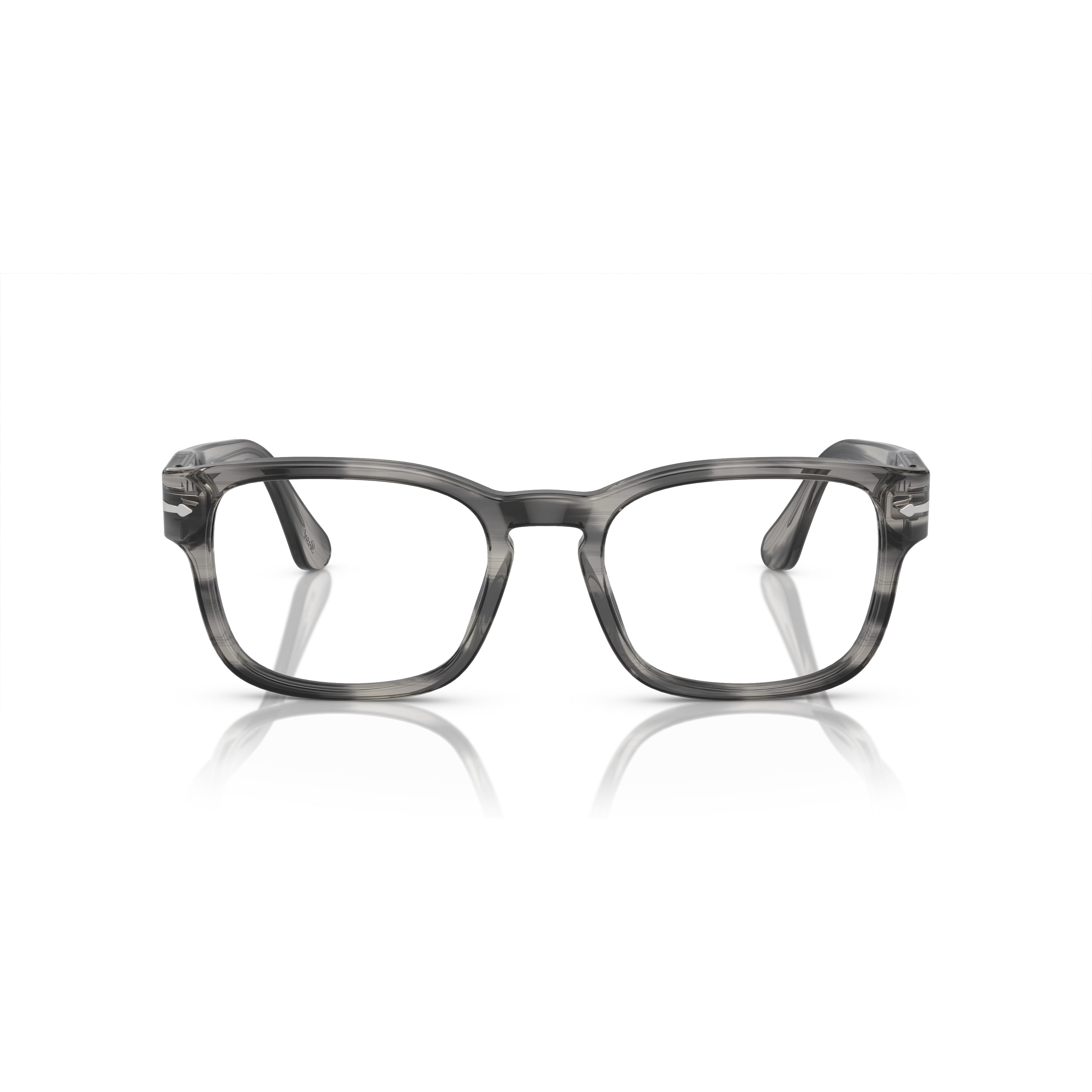 0po3334v Translucent Acetate Rectangular Eyeglasses with Metallic Details