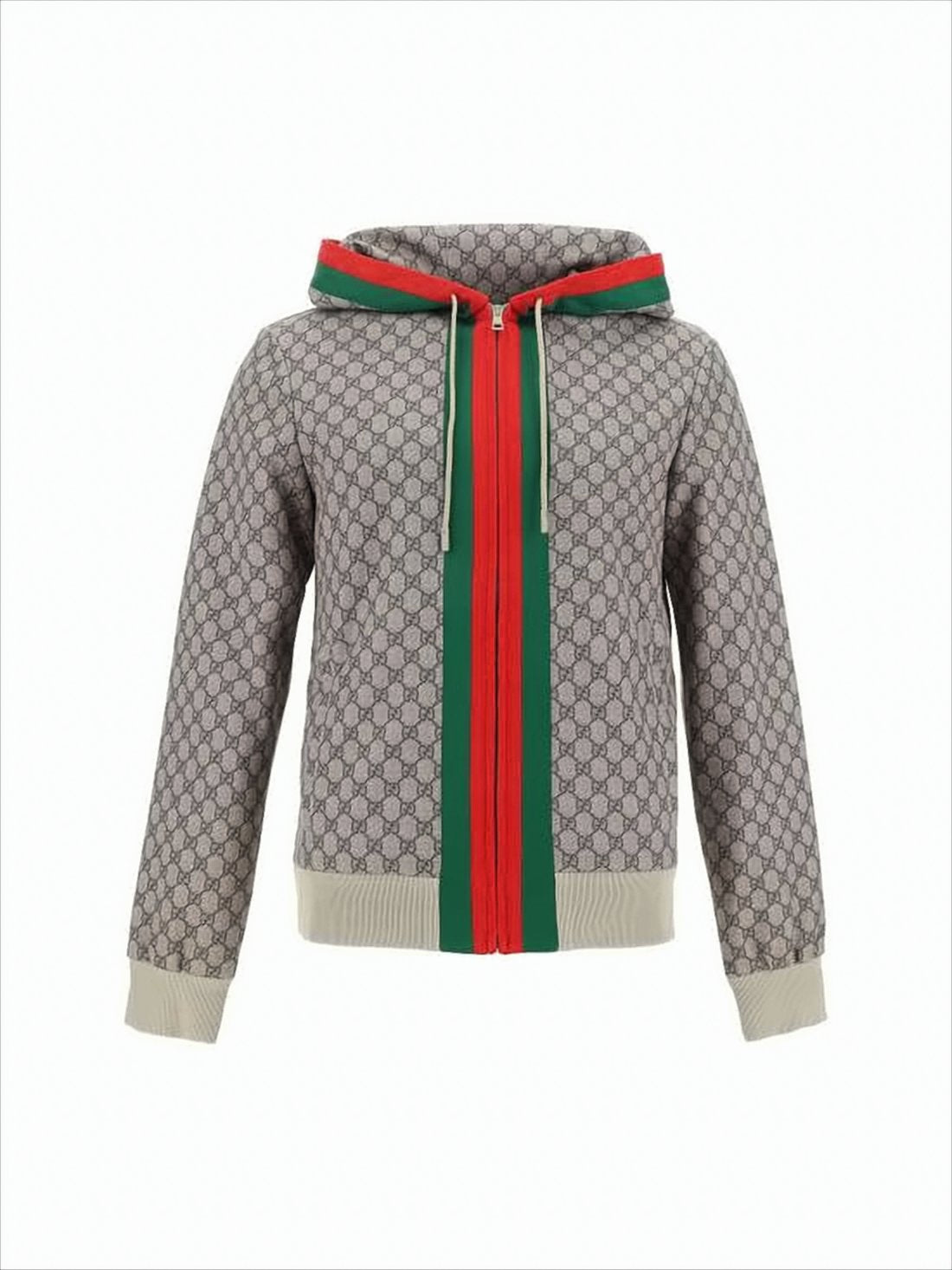 Hooded Jacket with Interlocking GG Pattern