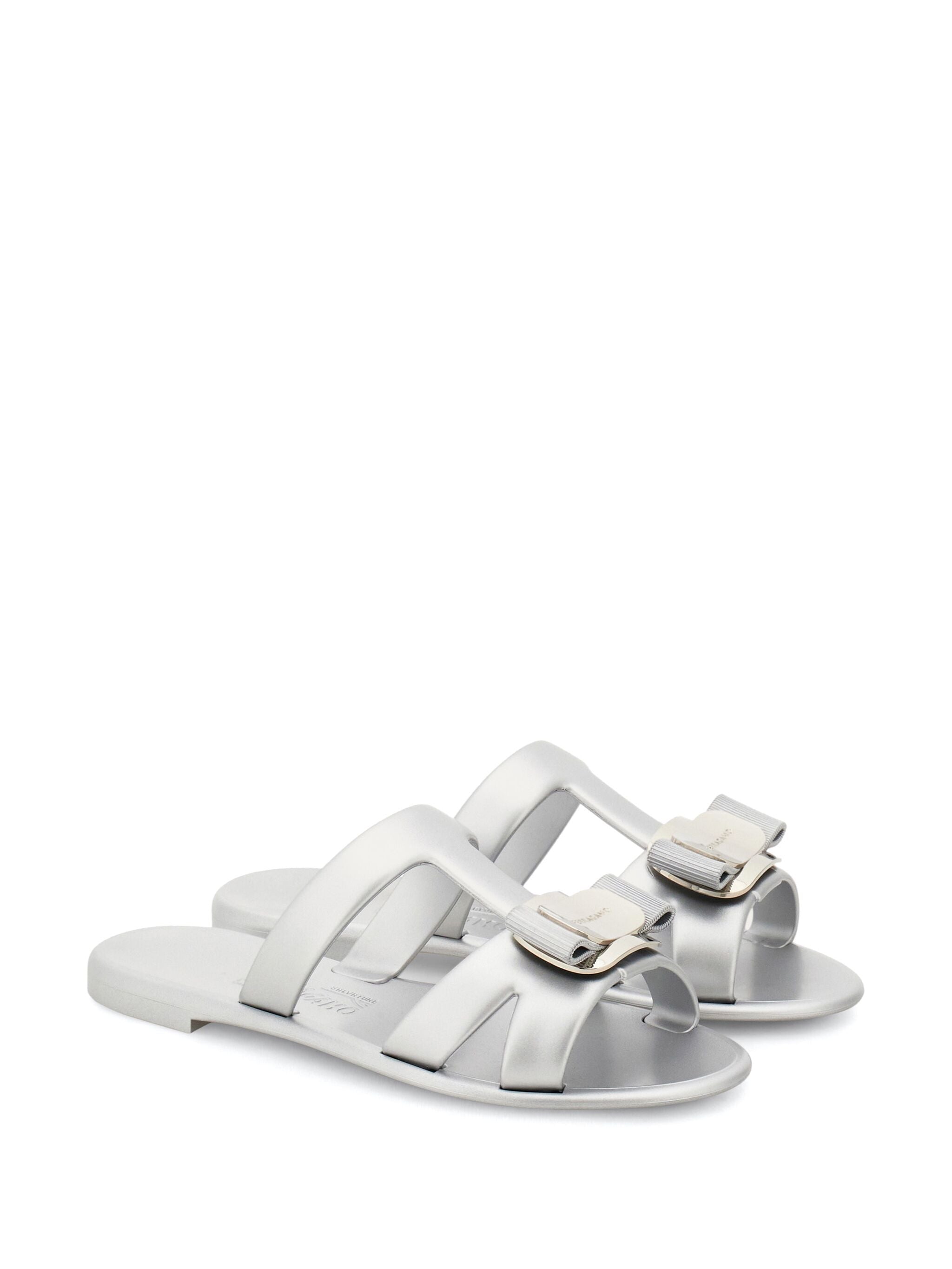 Silver Lilou Flat Slide Rubber Sandals