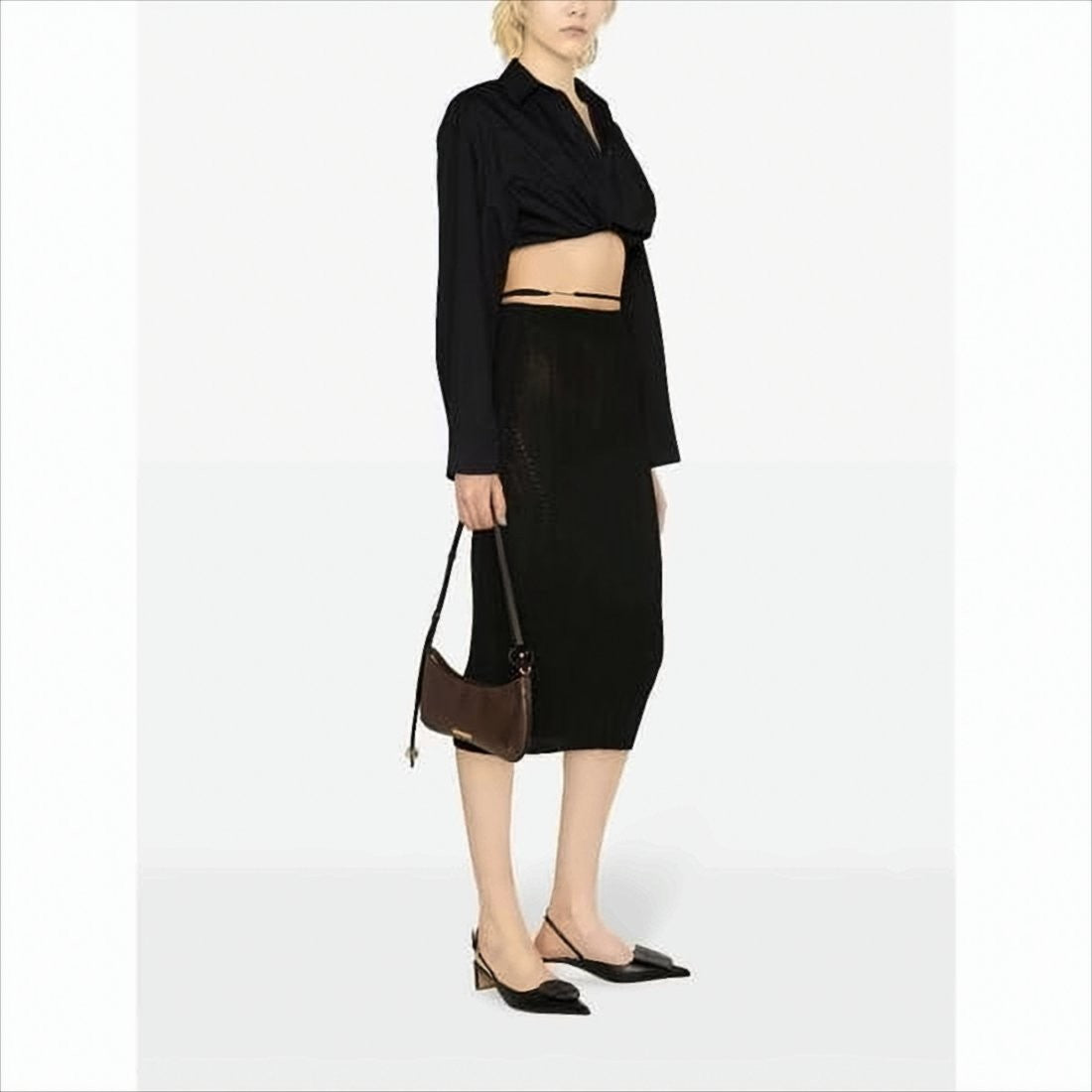 Midi Skirt With Fitted Silhouette And Vertical Ribbing