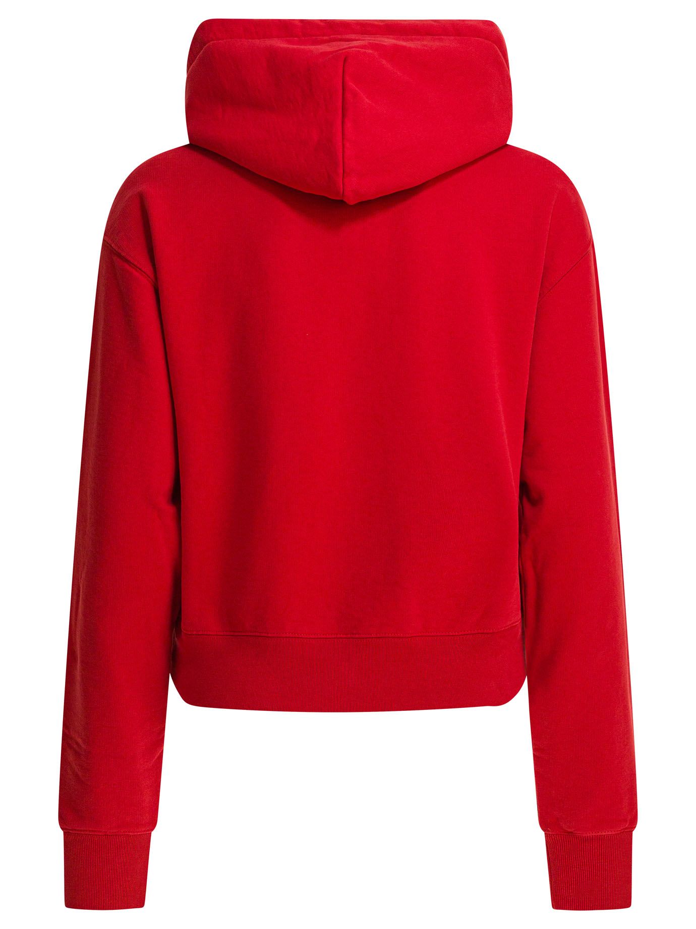 Cropped Hoodie with Drawstring and Logo Patch