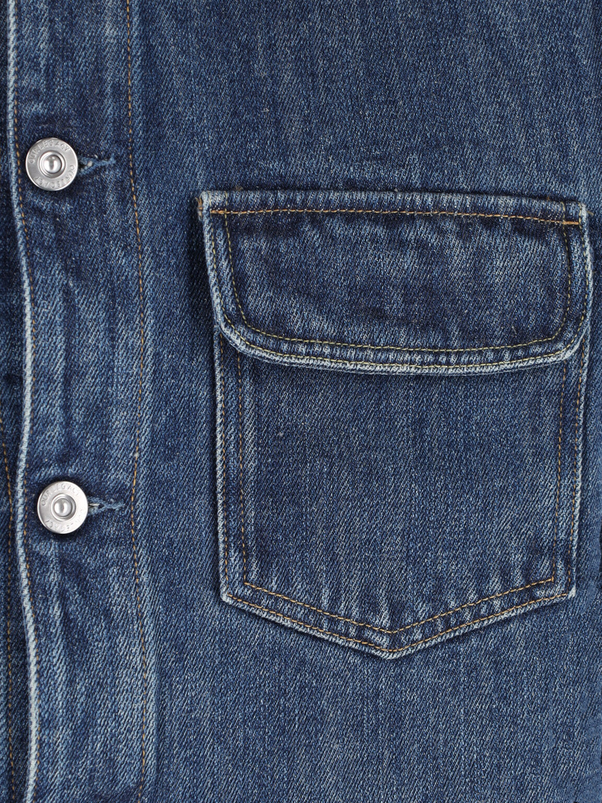 Blue Faded Cropped Denim Jacket