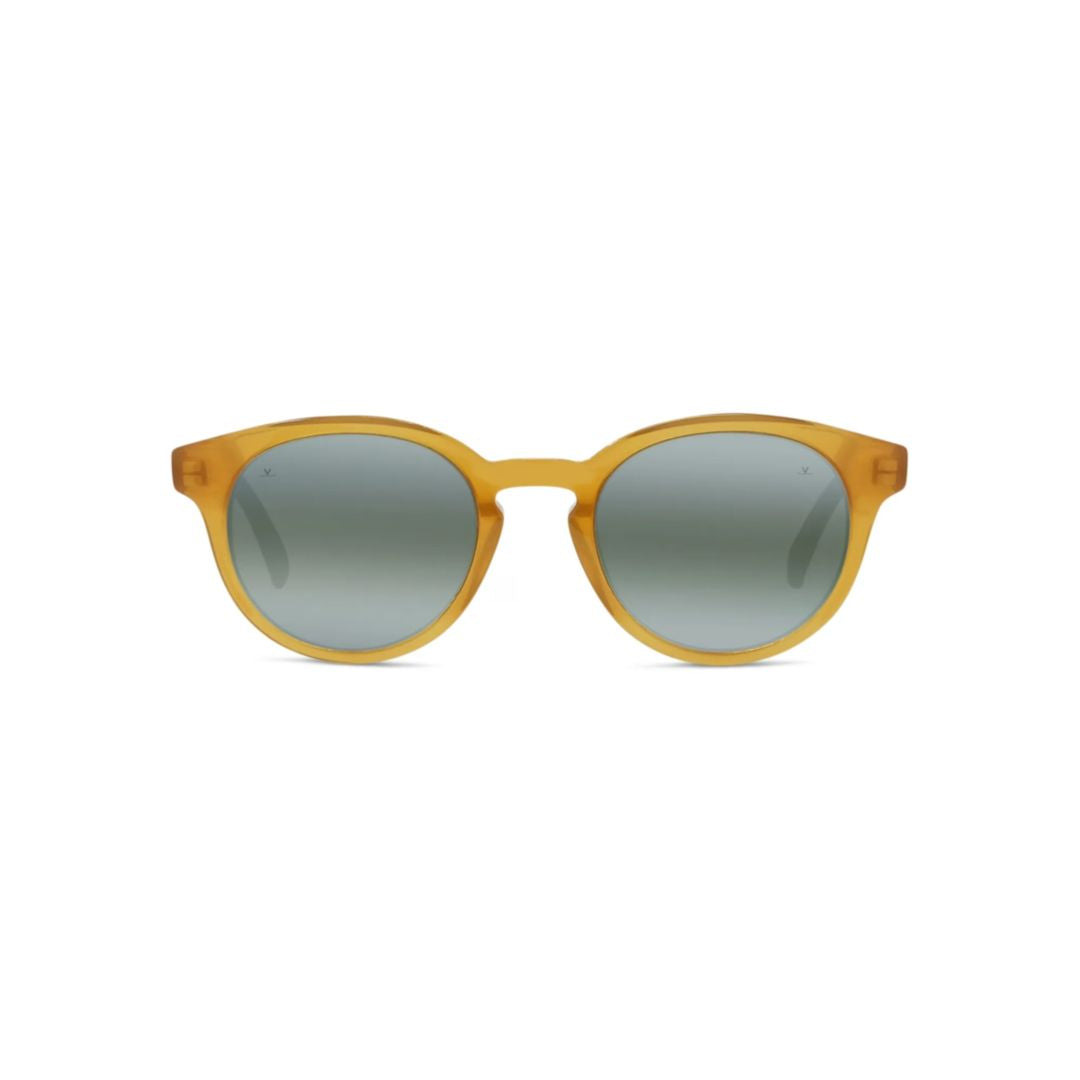Vu40040i Rounded Frame Sunglasses with Translucent Amber Construction