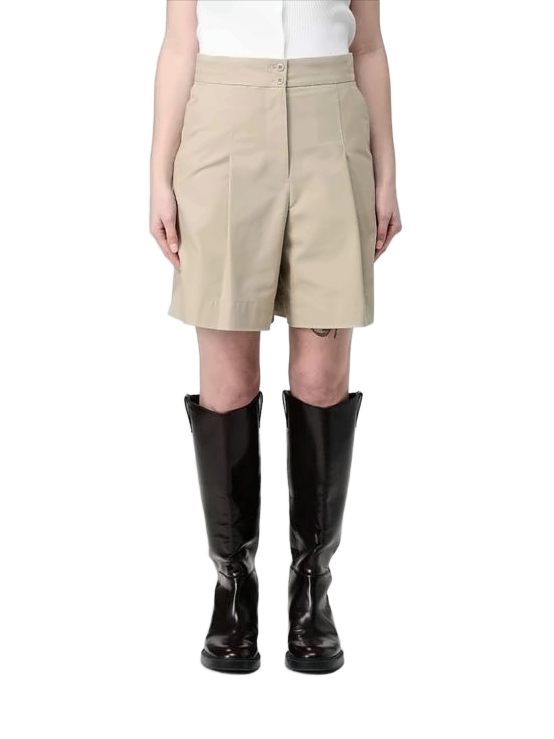 High-Waisted Tailored Shorts with Double-Button Closure