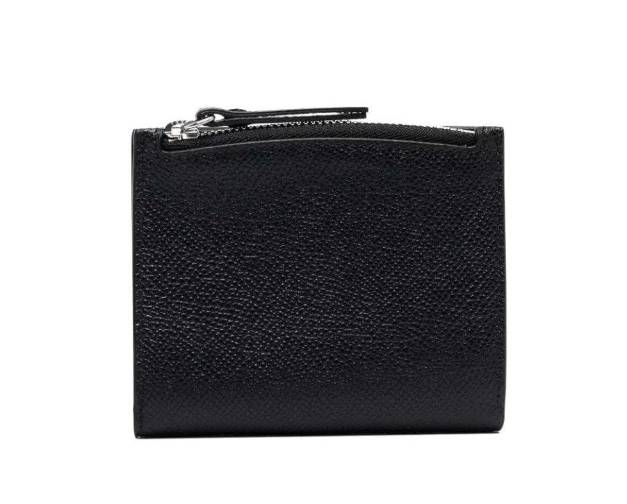 Textured Calf Leather Compact Bifold Wallet