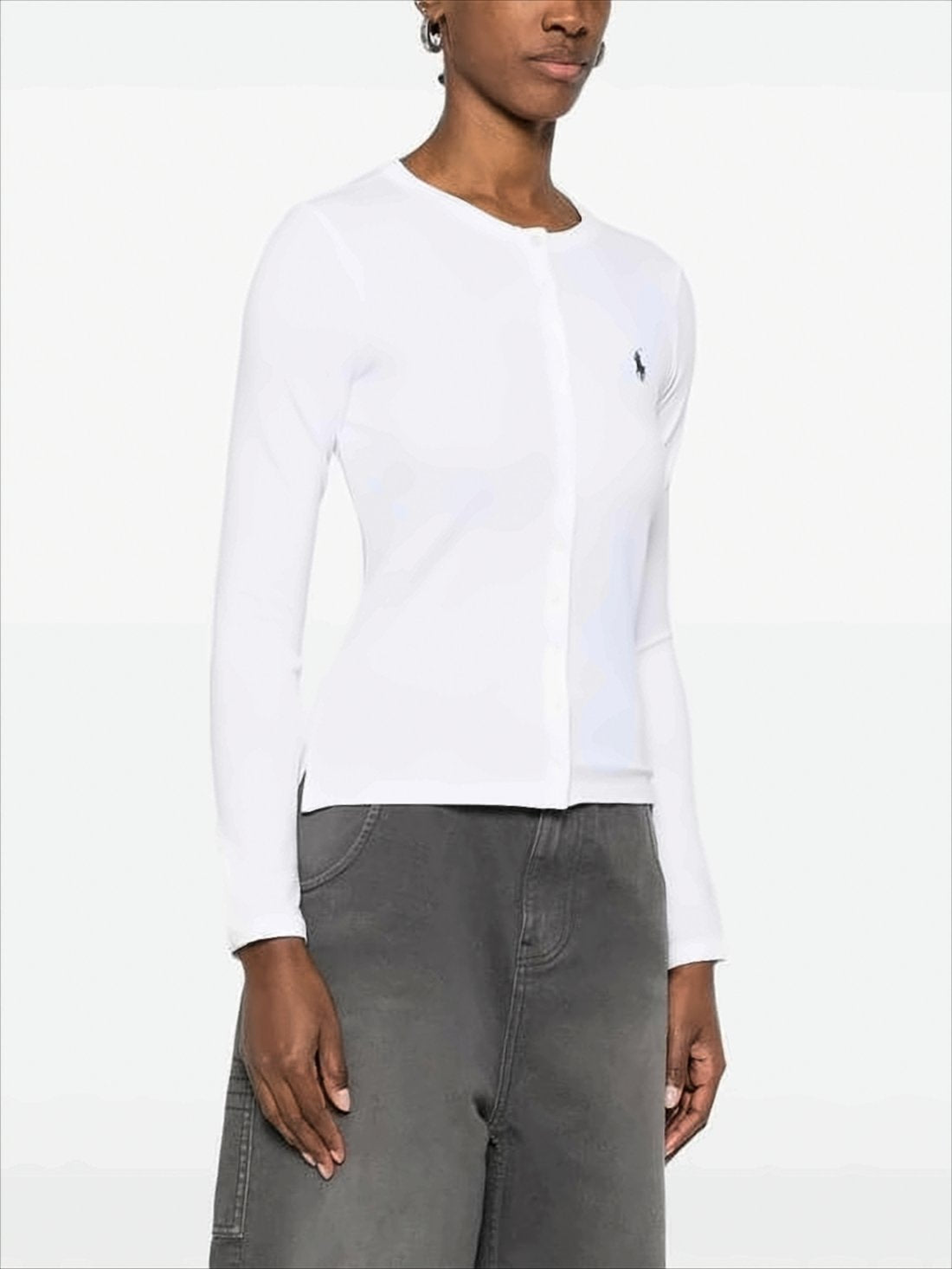 Fitted Long-Sleeved Cardigan with Round Neckline
