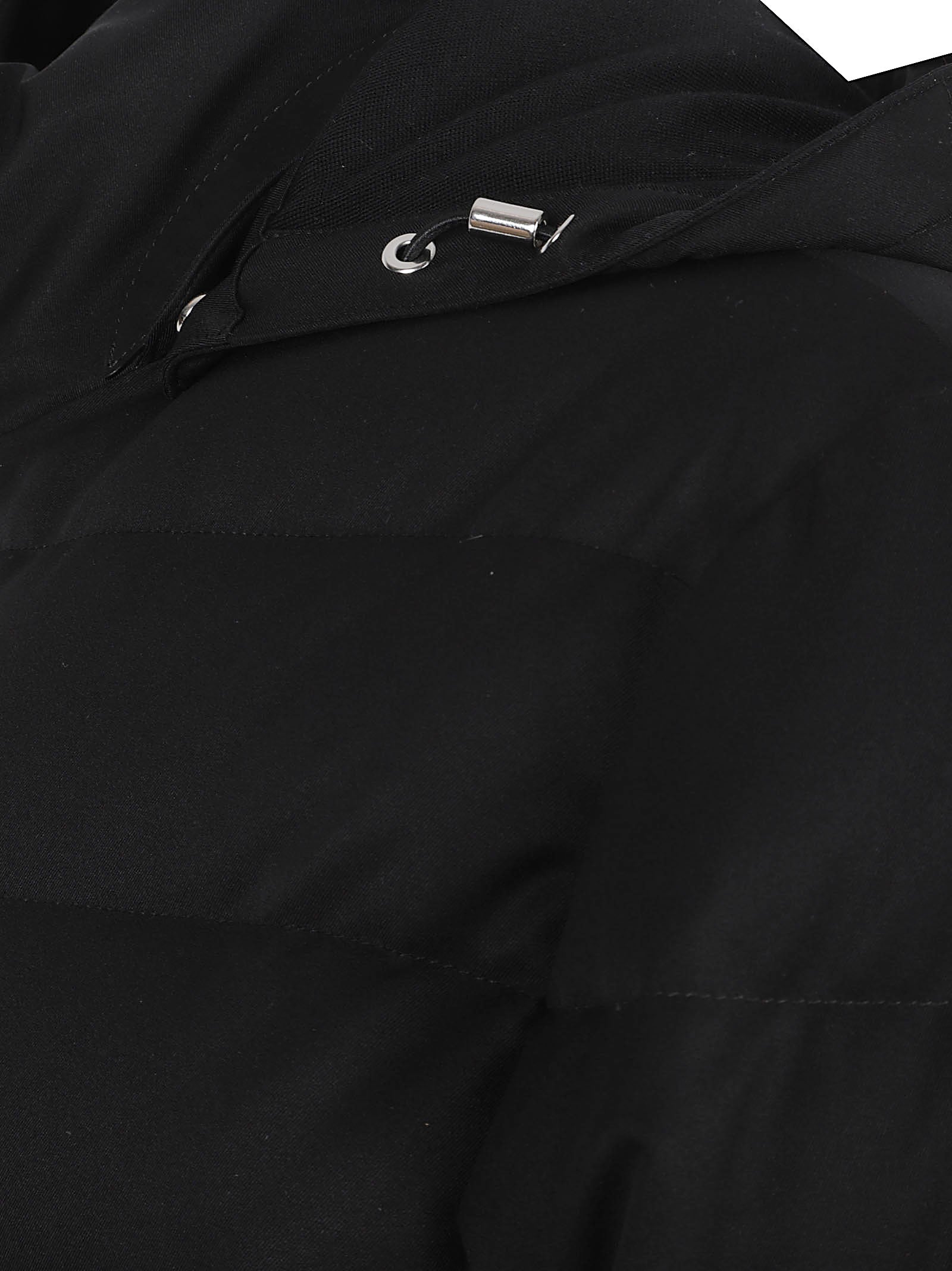 Technical Twill Black Puffer Jacket with Removable Hood