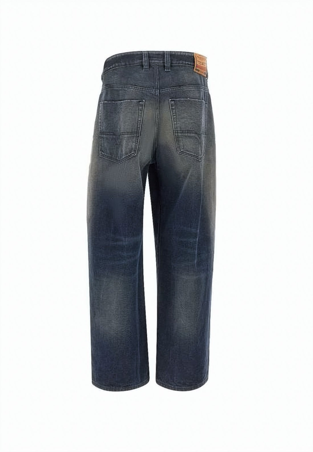 Blue Wide-Leg Cotton Hemp Denim Pants
