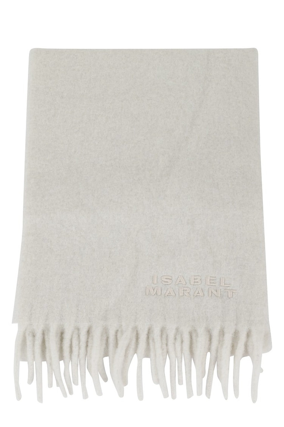 Ecru Alpaca Blend Scarf With Fringed Ends