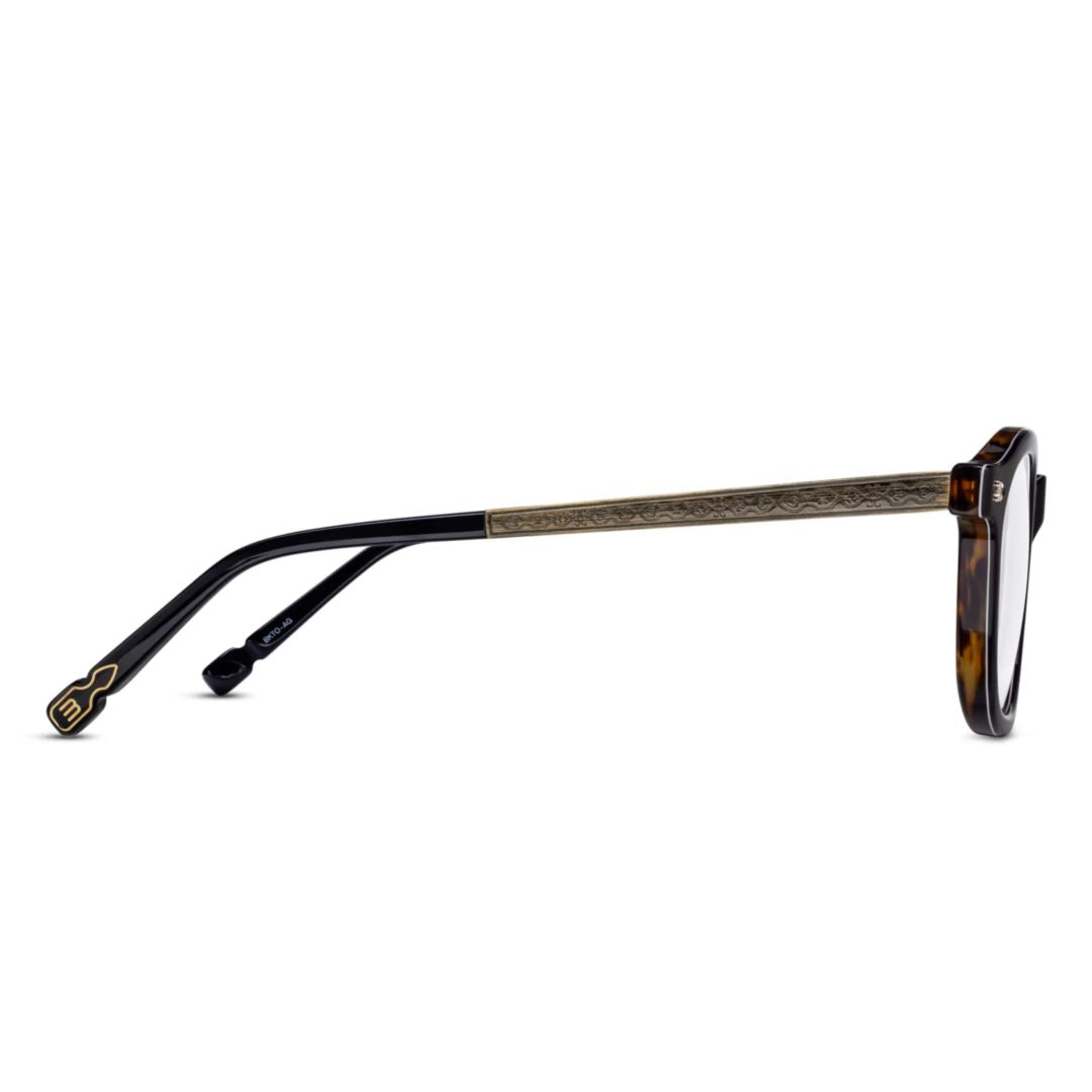 M2068.Rx Bold Square Frame Eyeglasses with Metallic Detailing
