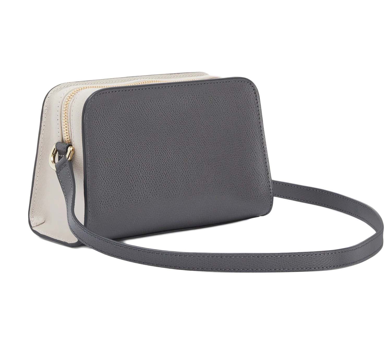 Compact Grey Leather Bag with Structured Silhouette