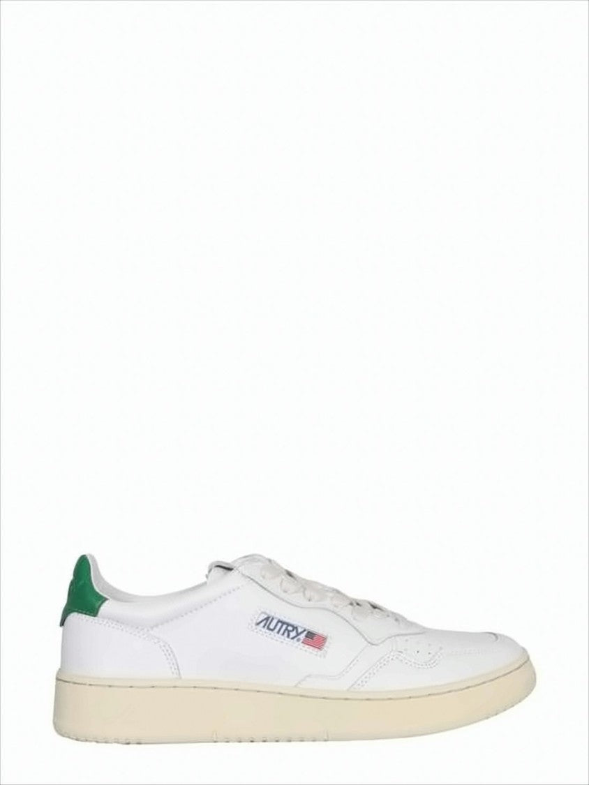 Clean White Leather Low-Top Sneakers with Perforated Detail