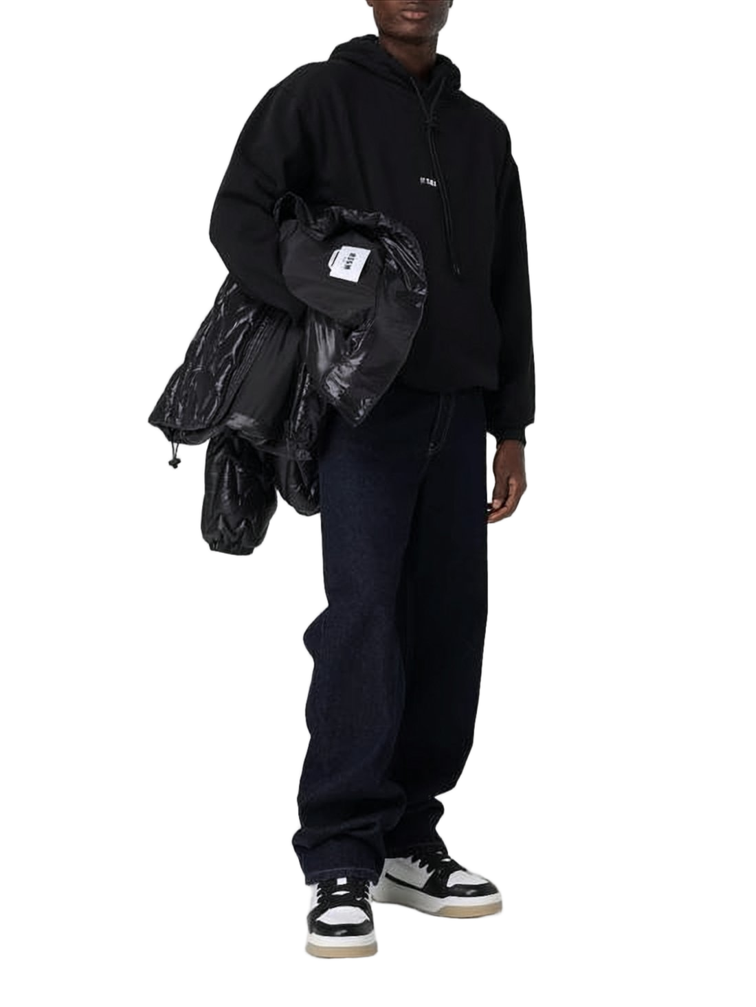 Relaxed Fit Black Hoodie With Graphic Back And Kangaroo Pocket