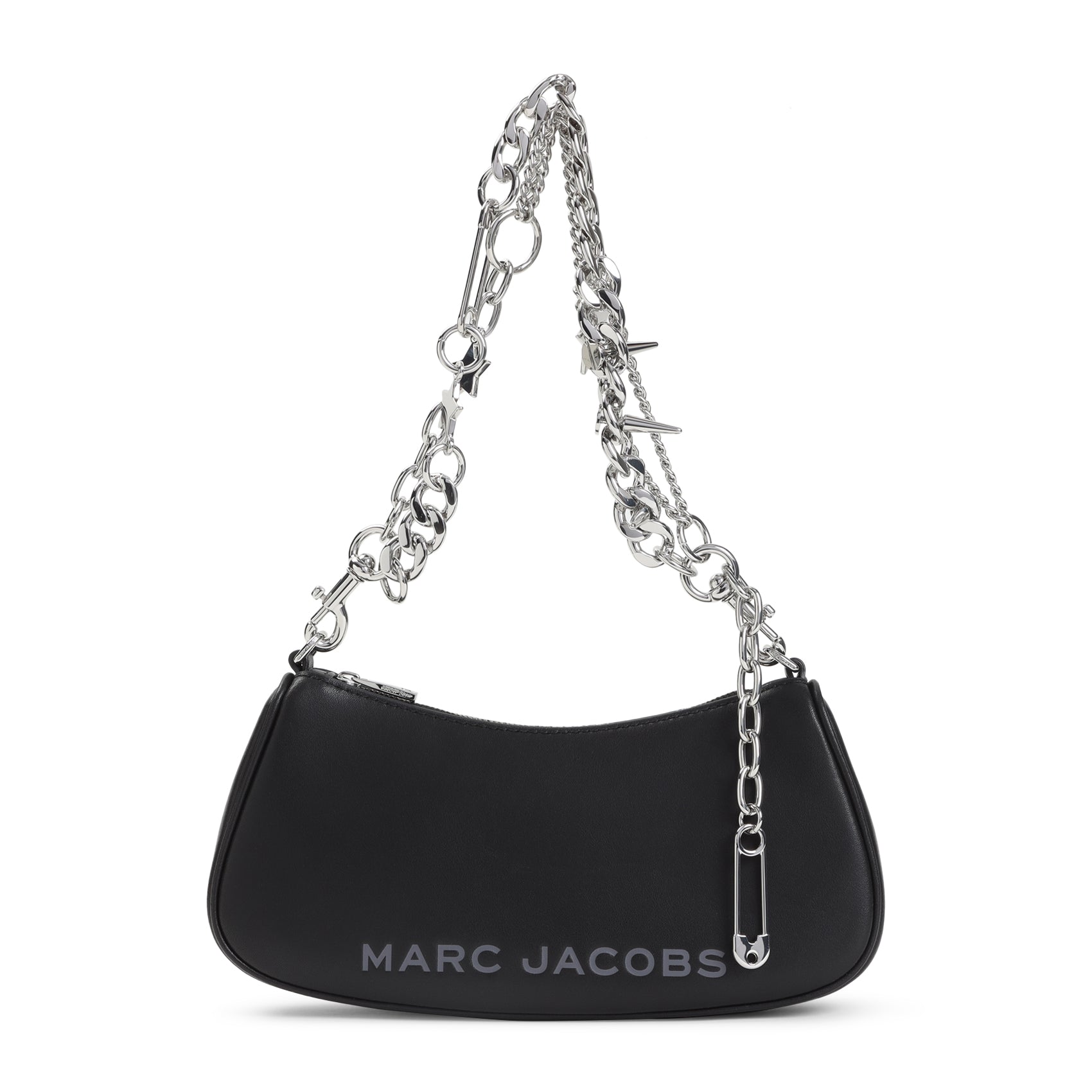 Curved Black Leather Shoulder Bag