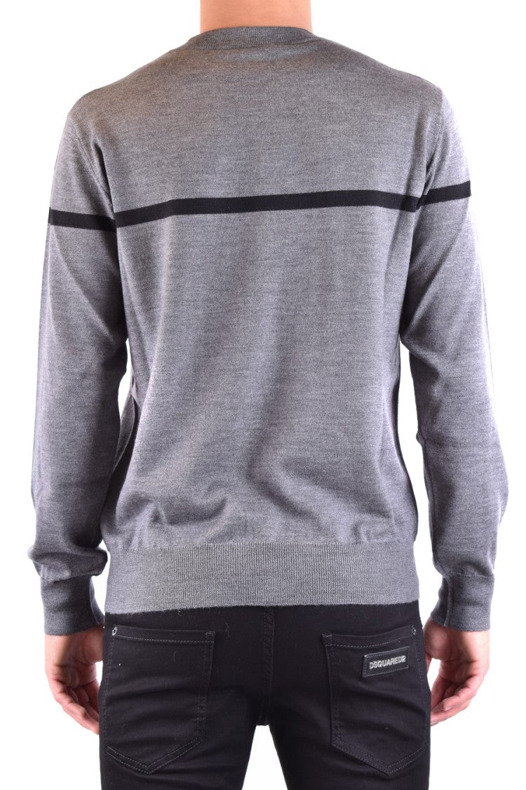Contrast Stripe Knit Top In Grey
