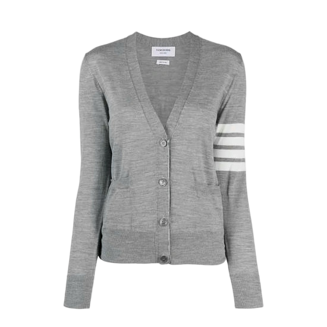 Lightweight Grey Merino Wool Cardigan with V-Neckline