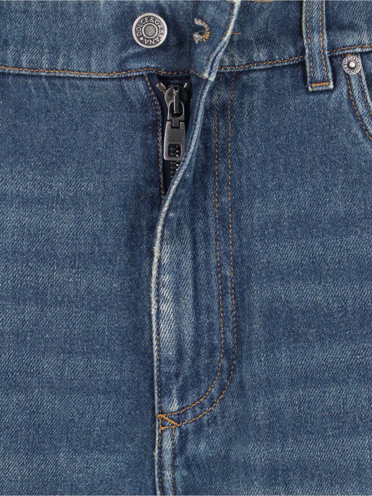 Blue Mid-Rise Straight-Leg Denim Jeans