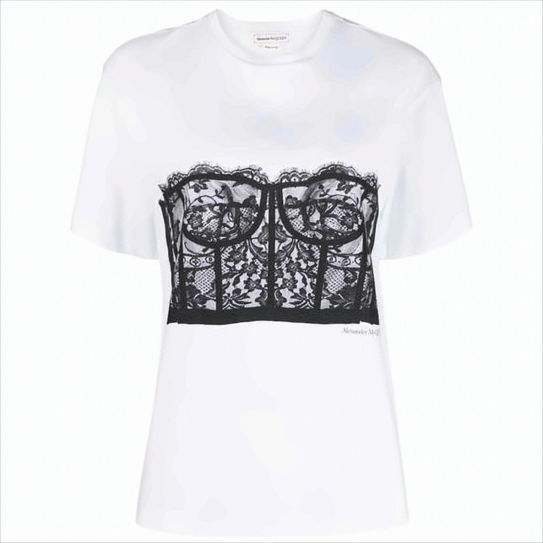 Short-Sleeved T-Shirt with Lace Corset Design