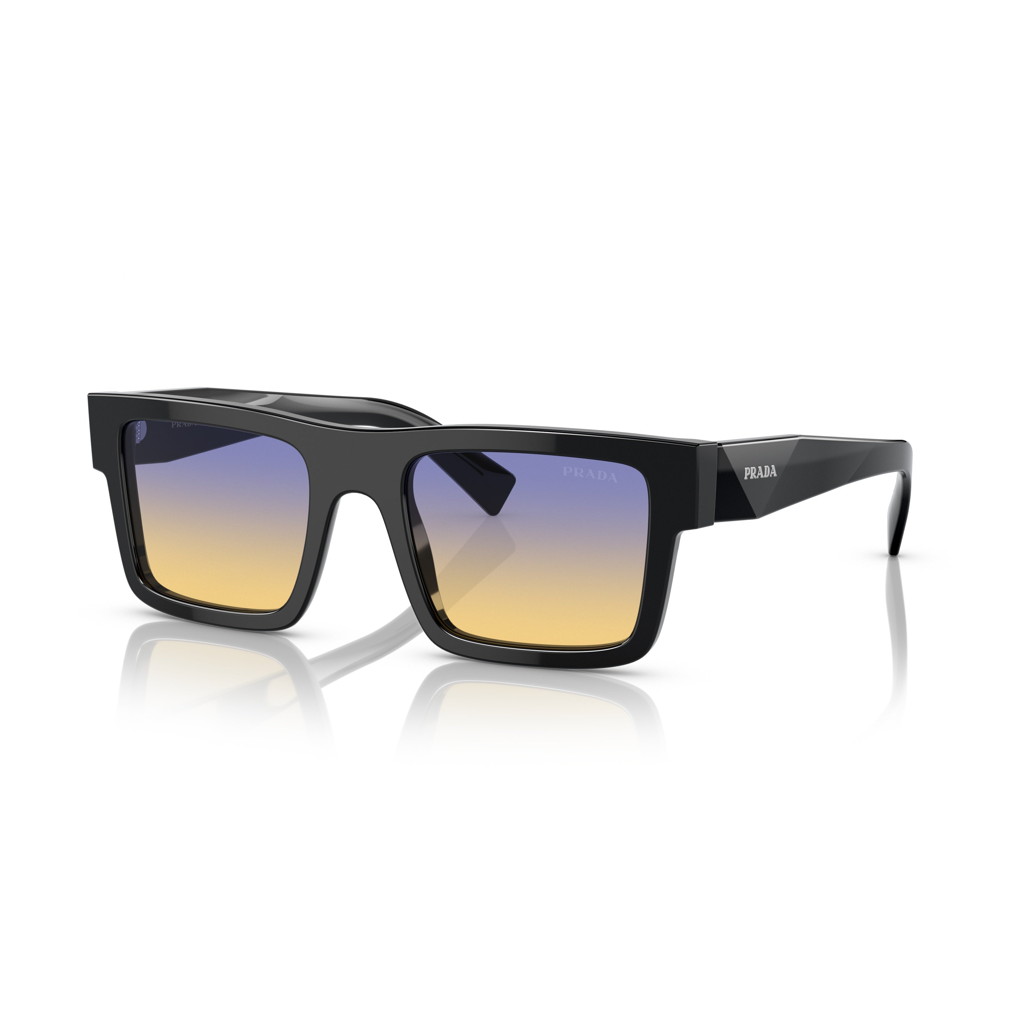 0pr 19ws Rectangular Black Acetate Sunglasses