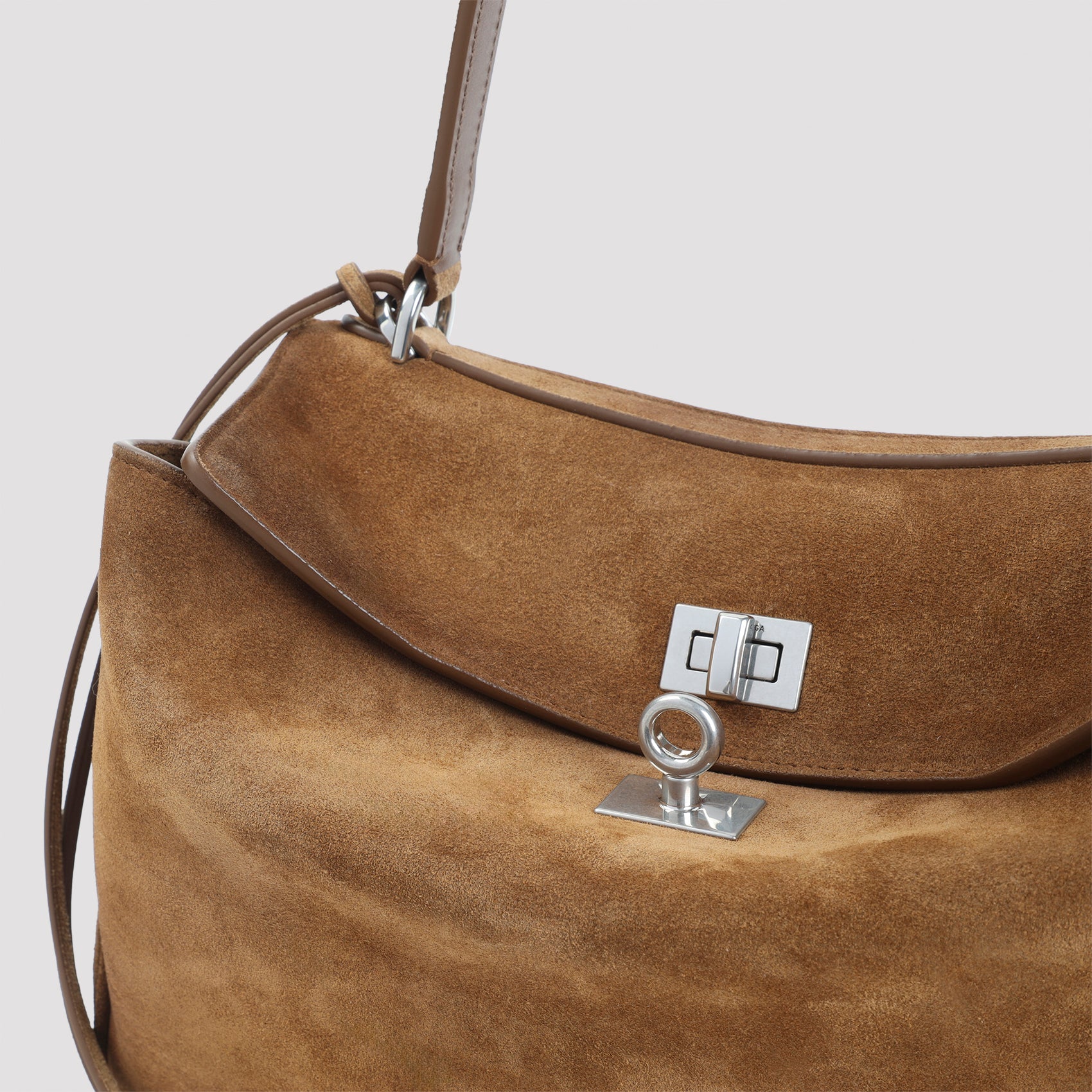 Structured Suede Leather Handbag