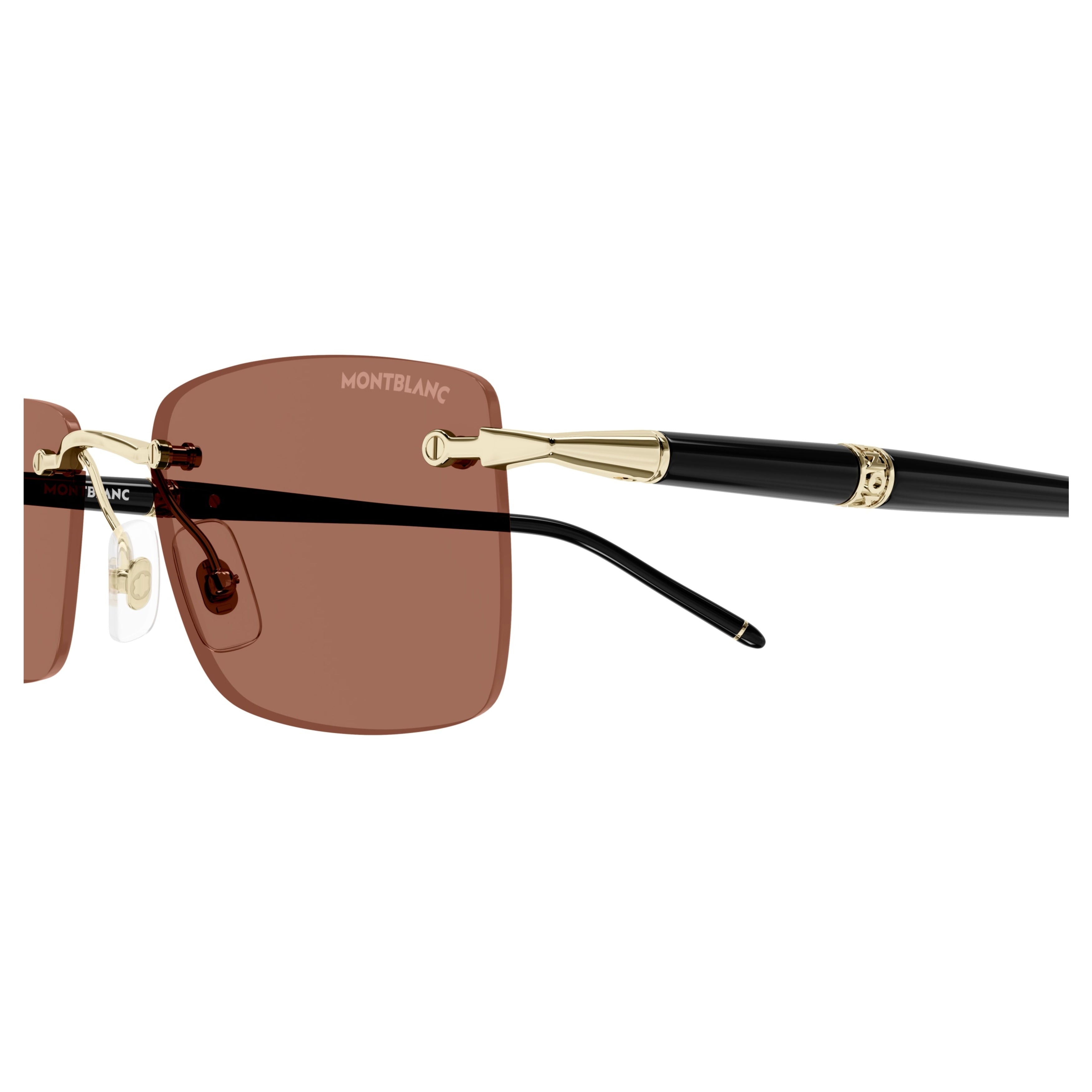 Mb0344s Rimless Rectangular Sunglasses with Gold Accents