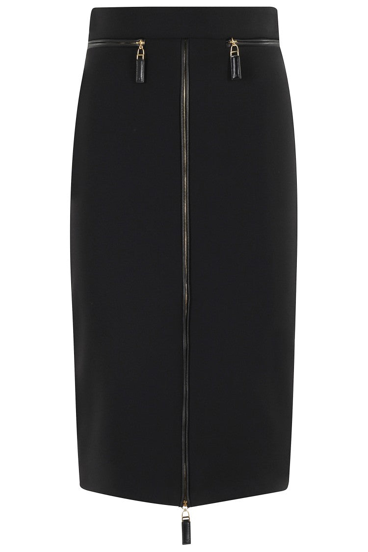 Black Midi Skirt With Front Zipper