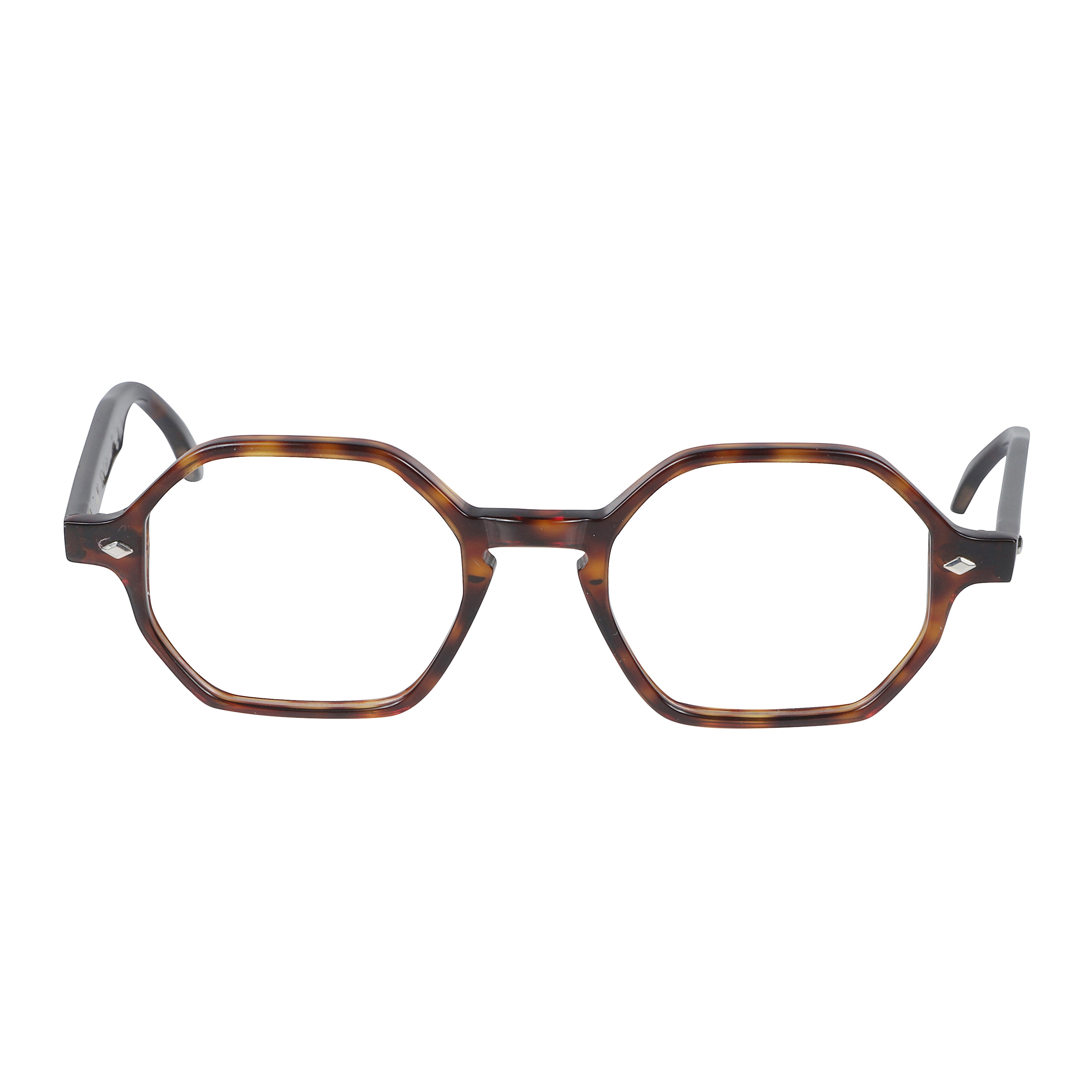Octagon Octagonal Tortoiseshell Frame Sunglasses with Metallic Accents