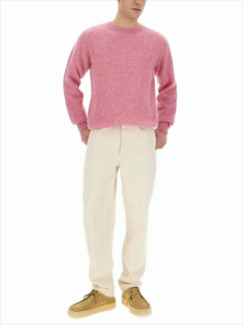 Relaxed Fit Knit Sweater With Ribbed Details