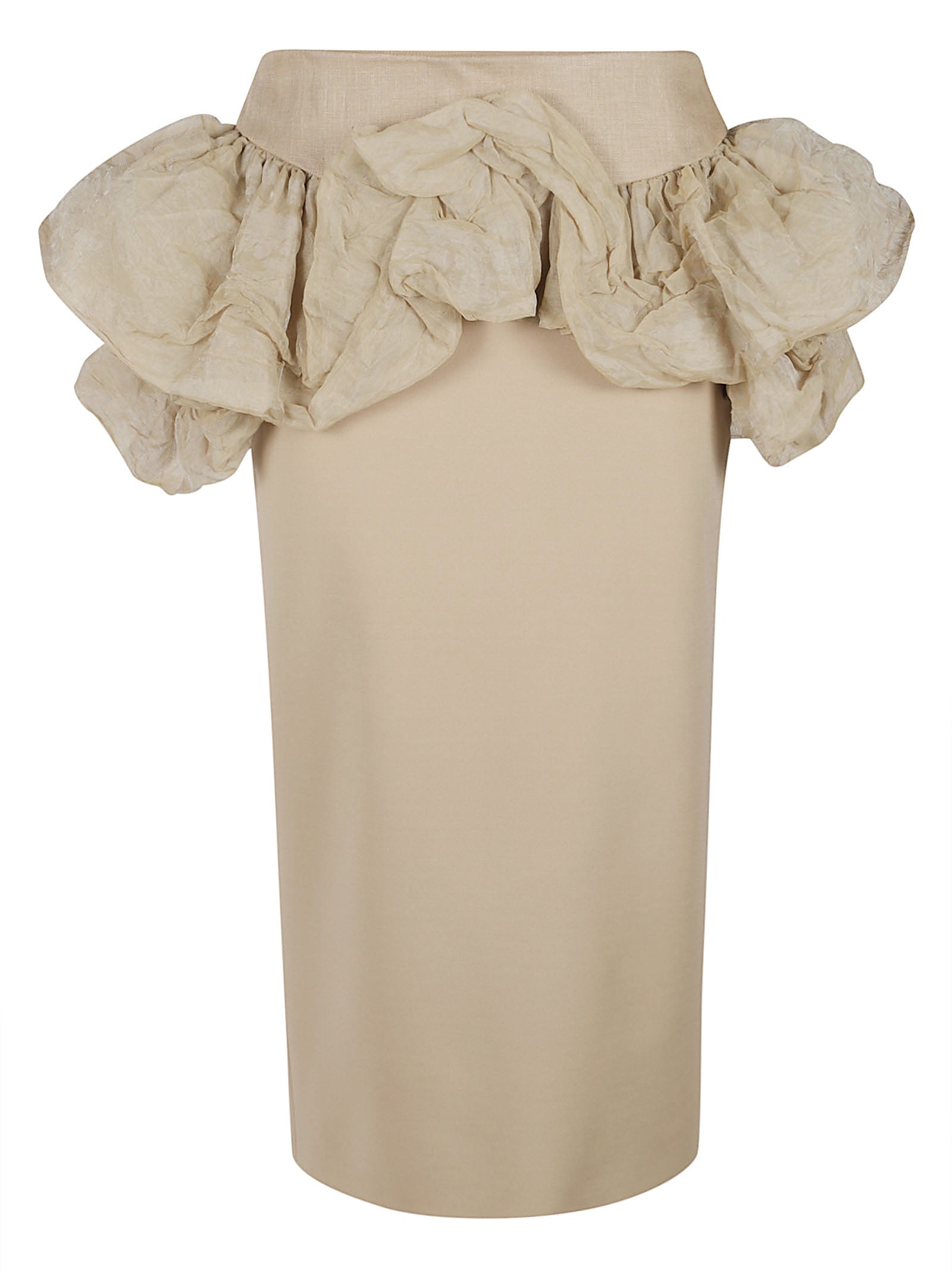 Pencil Skirts with Voluminous Ruffled Sleeves