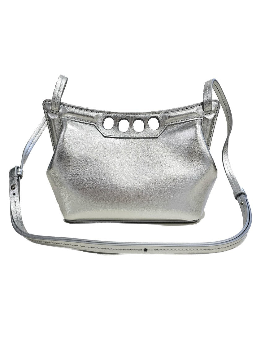 Structured Silver Lamb Leather Bag