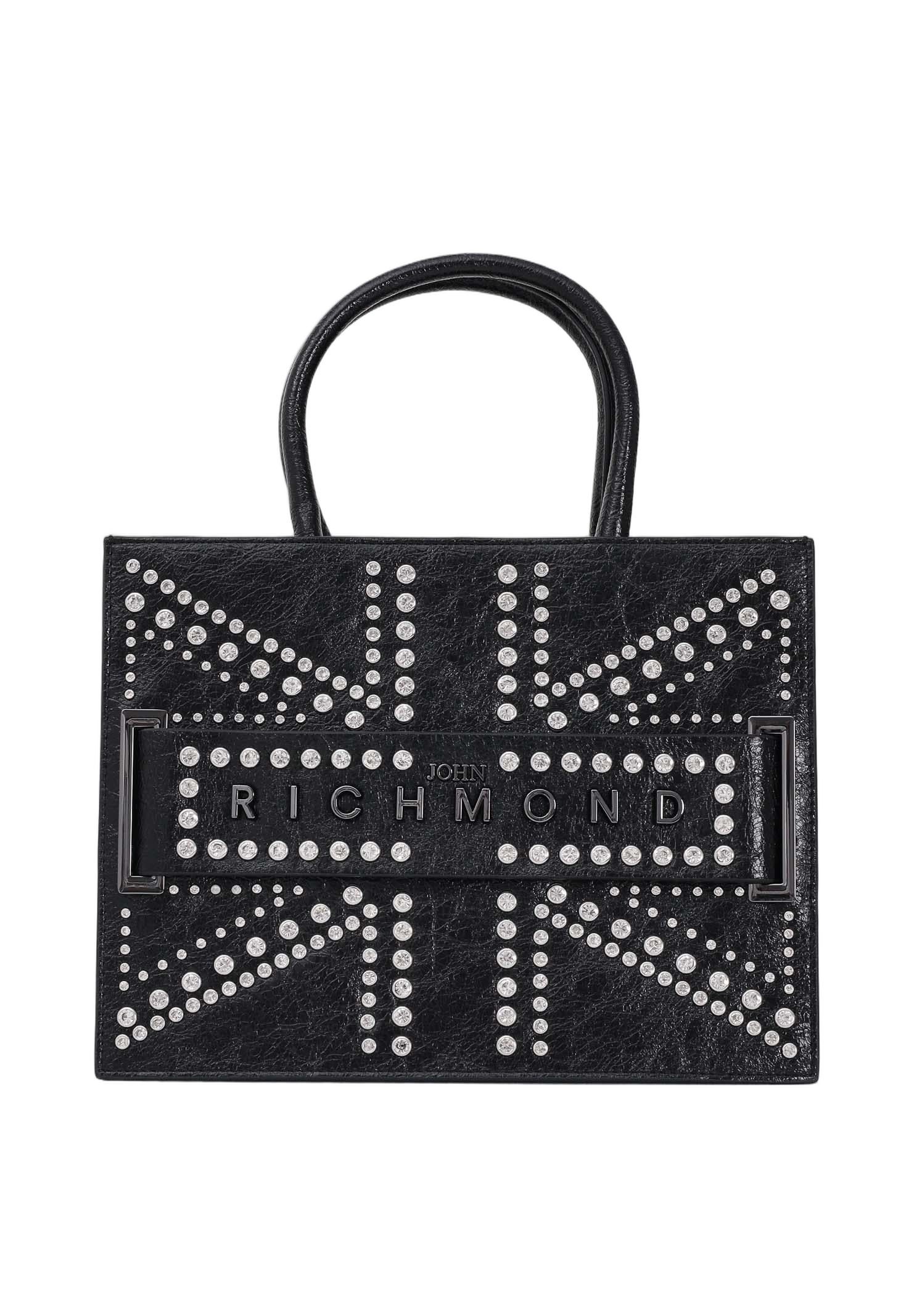 Rectangular Tote Bag with Studded Geometric Design