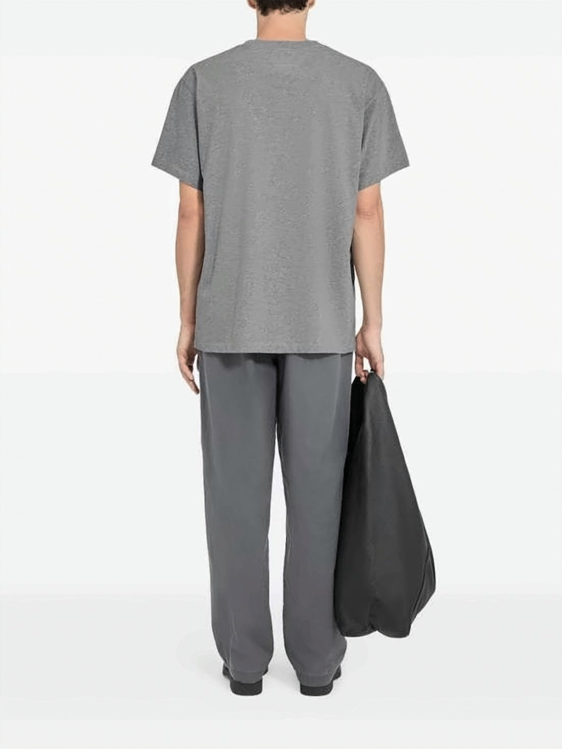 Boxy Fit Grey T-Shirt with Rectangular Chest Patch