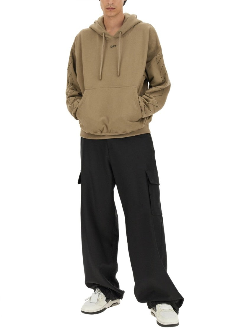 Oversized Sweatshirt With Arrow Embroidery And Hood