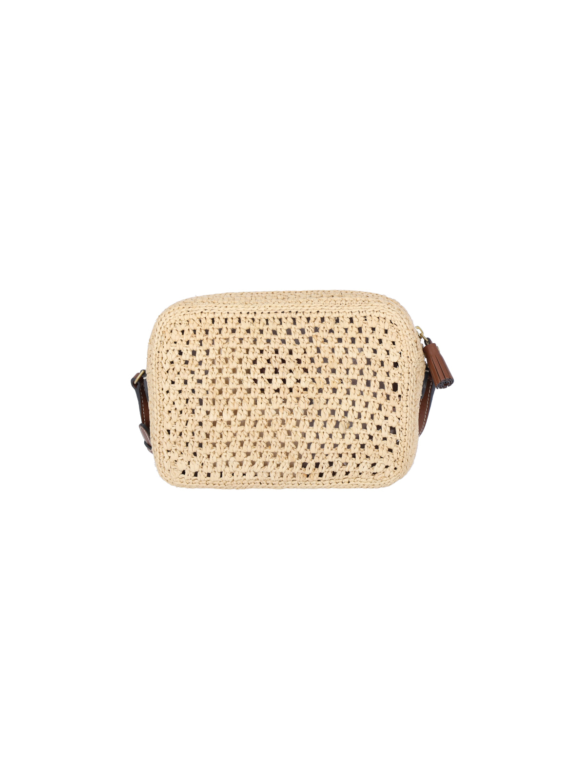 Rectangular Raffia Crossbody Bag with Eye Patch